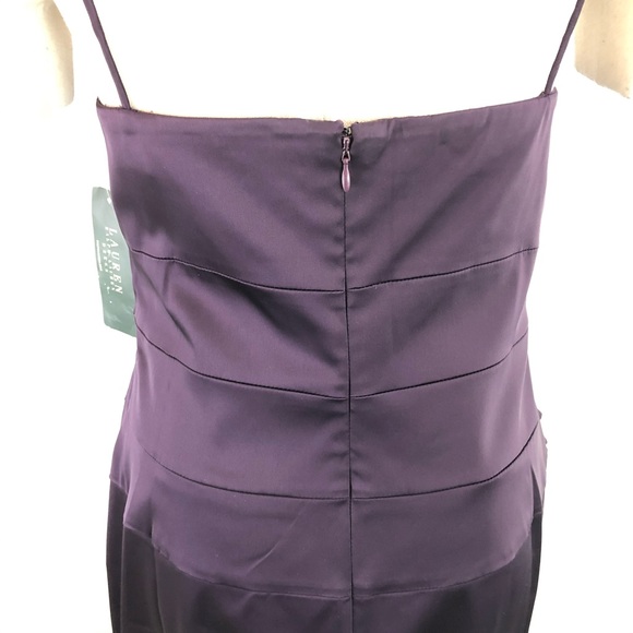 RALPH LAUREN Cocktail Dress Purple Size 14 NWT Sateen - Picture 6 of 10